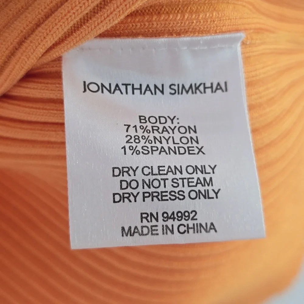 JONATHAN SIMKHAI Orange Sade Rib Knit Midi Skirt Size L - Picture 4 of 7